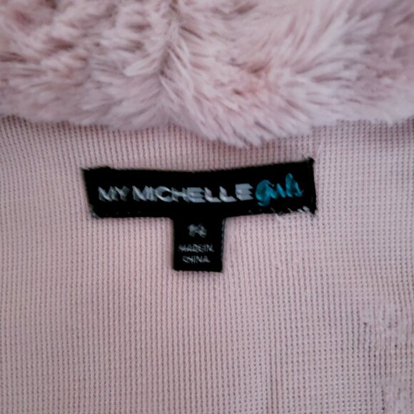 My Michelle Girls Kids Faux Fur Pink Fuzzy Drape Neck Vest Size Large/Size 14 - Picture 5 of 9